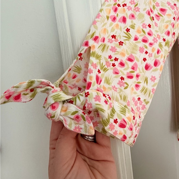 Talbots Floral Cottagecore Button Front Top Tie Sleeves Size M - Picture 3 of 7